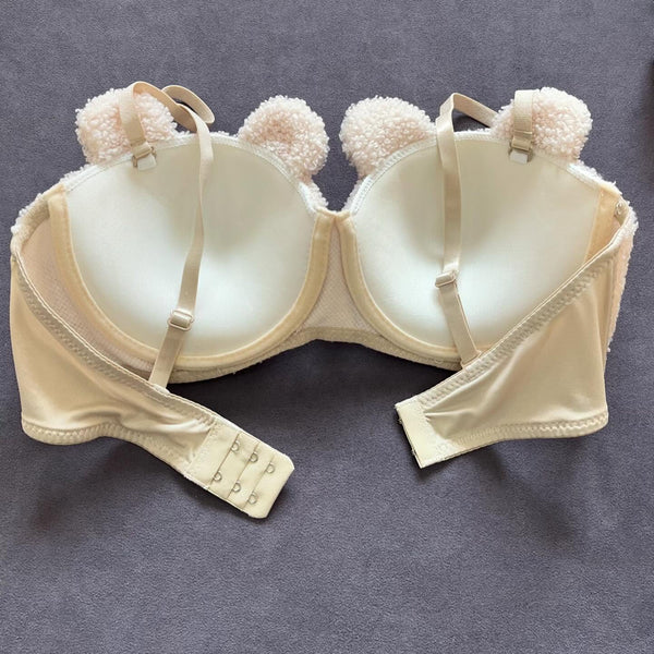New High Quality Sexy Cute Bear Anime Soft Plush Design Bra & Panty Set Grey 0888