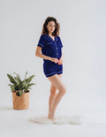 BUTTON DOWN SILK WITH SHORT - NAVYBLUE