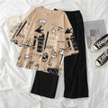 N-Planet Printed PJ Suit- Brown