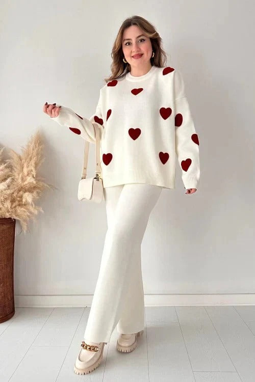 White Heart Fleece Co-ord Set
