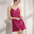 Silk Slips Nighty - Dark Pink